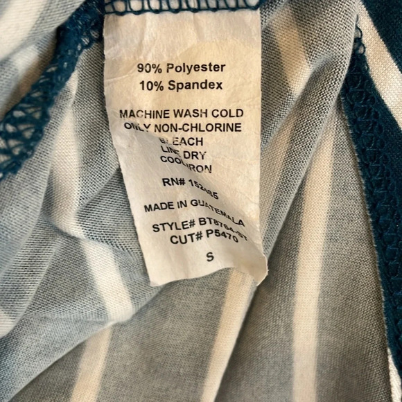 Papermoon Strappy Striped Teal White Loose Fit  Tank Top Women Size Small - Picture 7 of 7